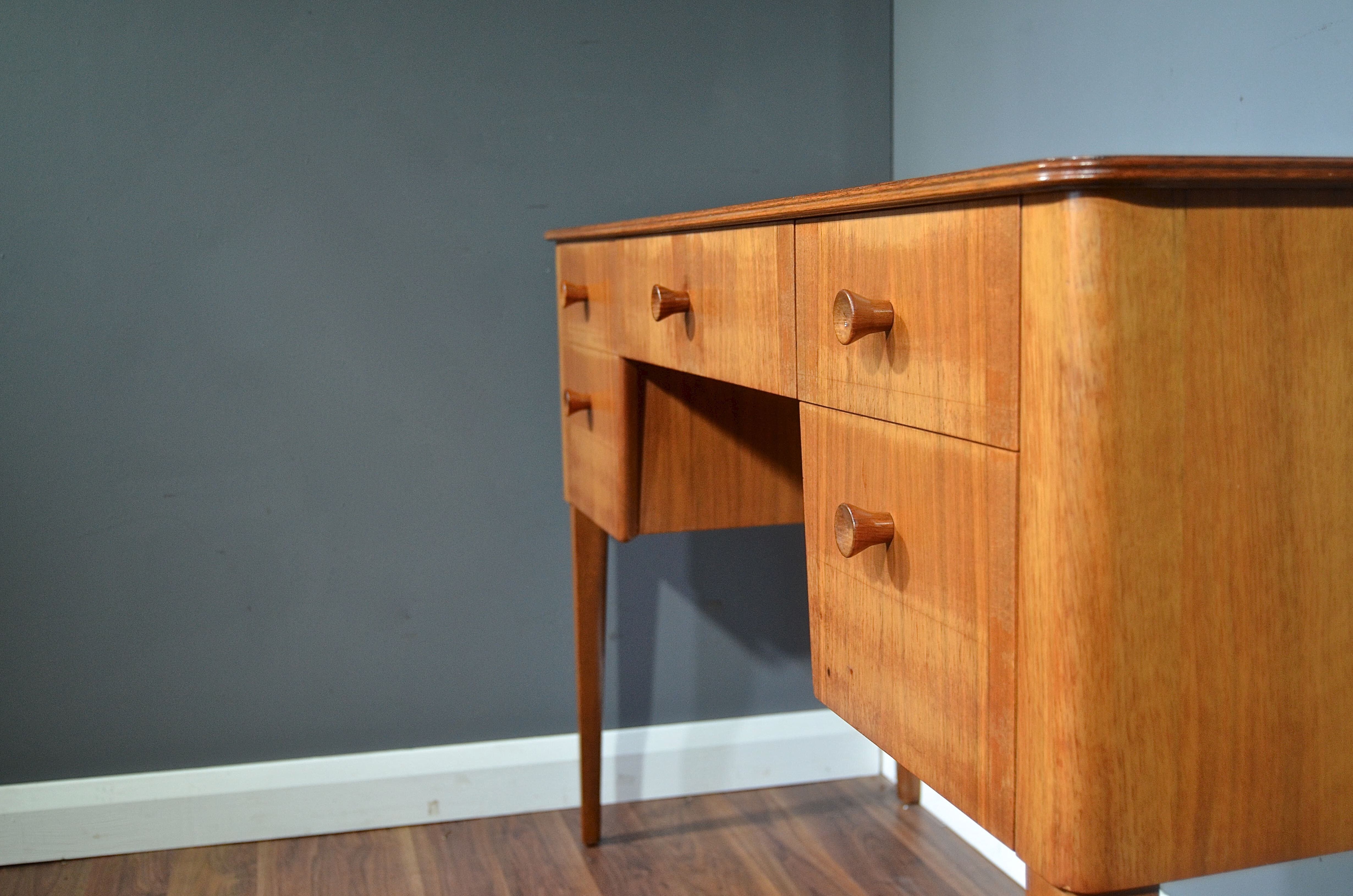 Midcentury Gordon Russell walnut and beech desk