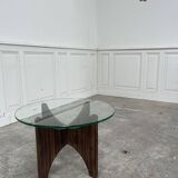 1950s glass and rosewood coffee table