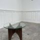 1950s glass and rosewood coffee table