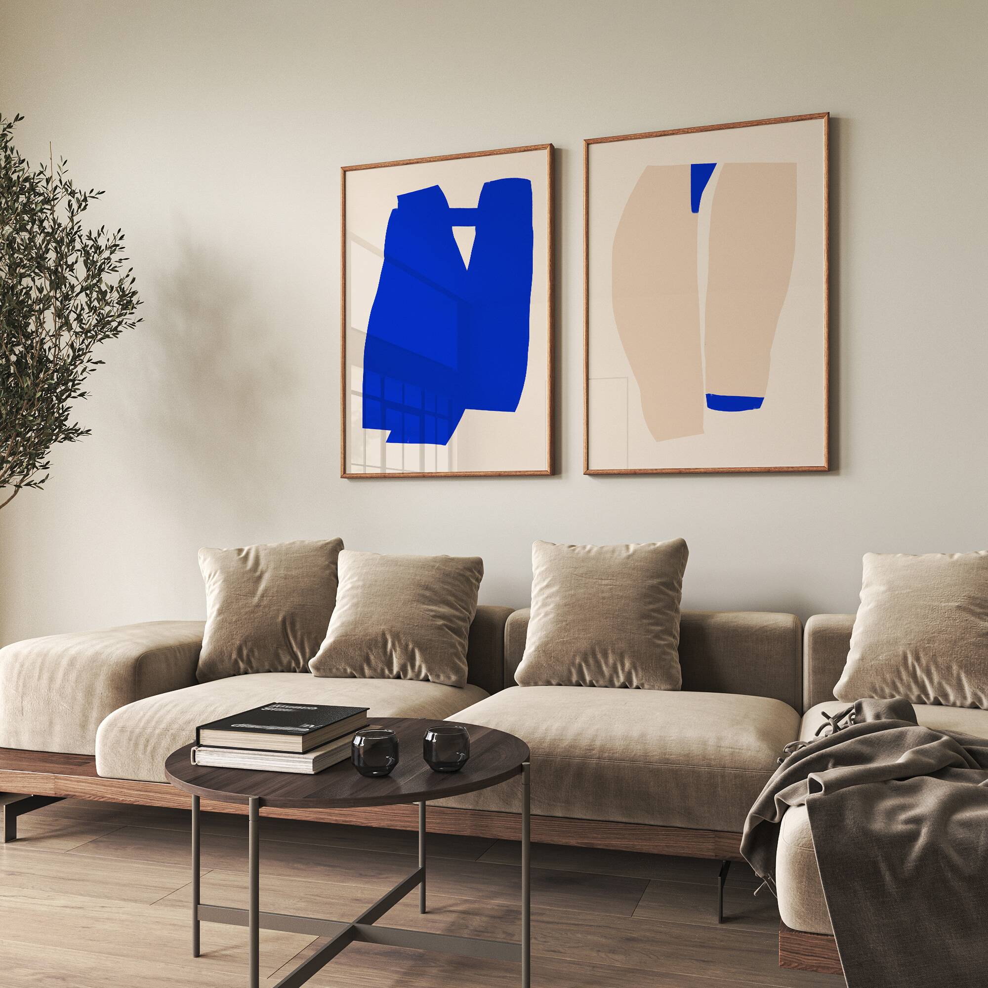 Pair of prints, abstract wall art set of two, 50x70cm