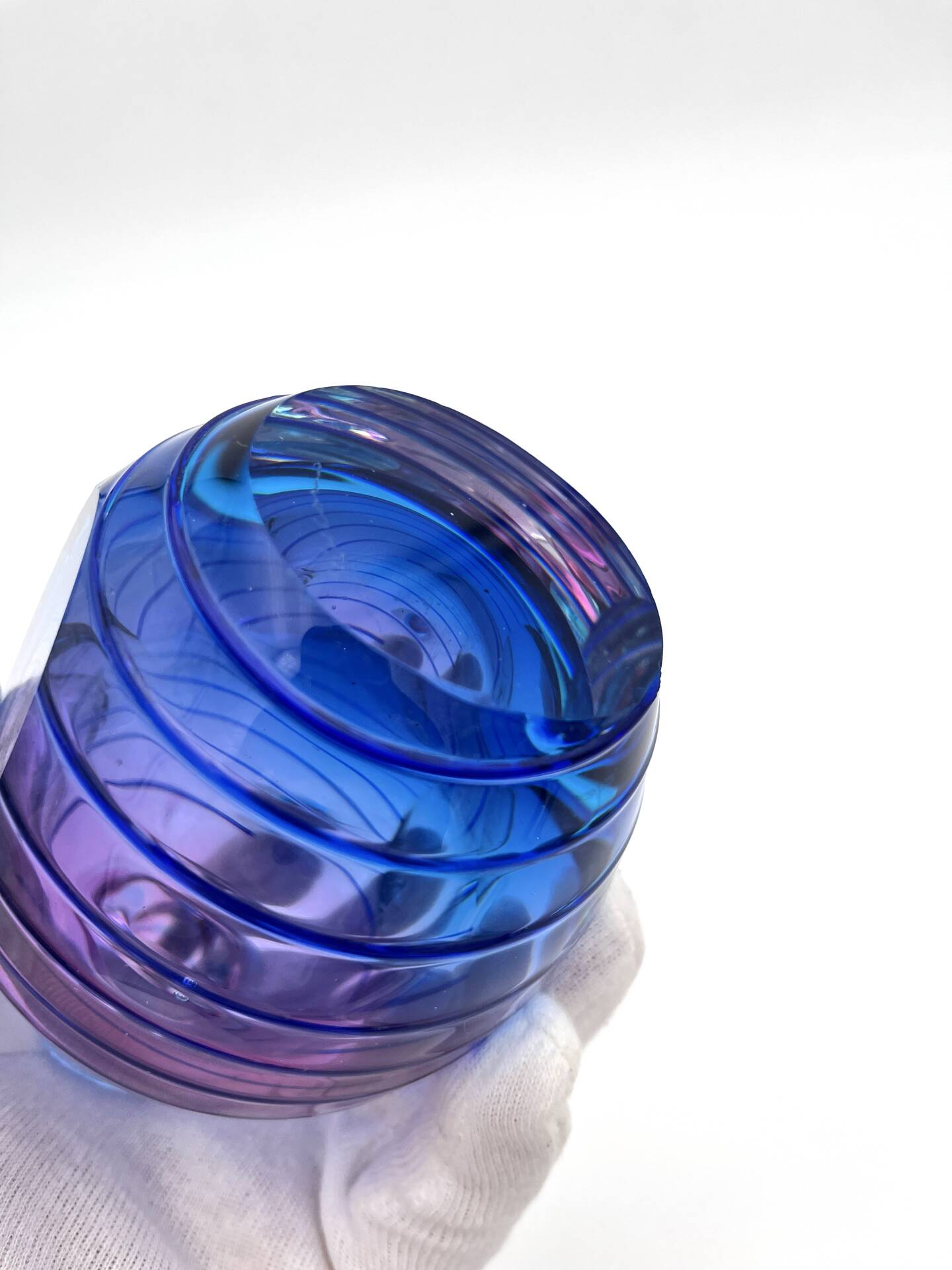 Murano Sommerso Perfume Bottle Signed with Polished Glass Faces 19cm