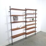 Mid Century Olof Pira Zweden teak modulair LP wandsysteem