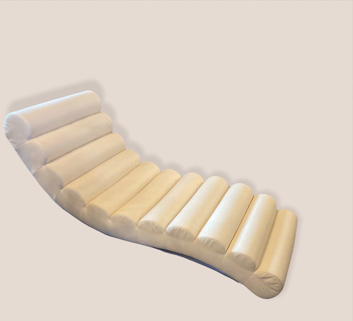 Scandinavian meridian 1980s with metal structure in imitation white leather