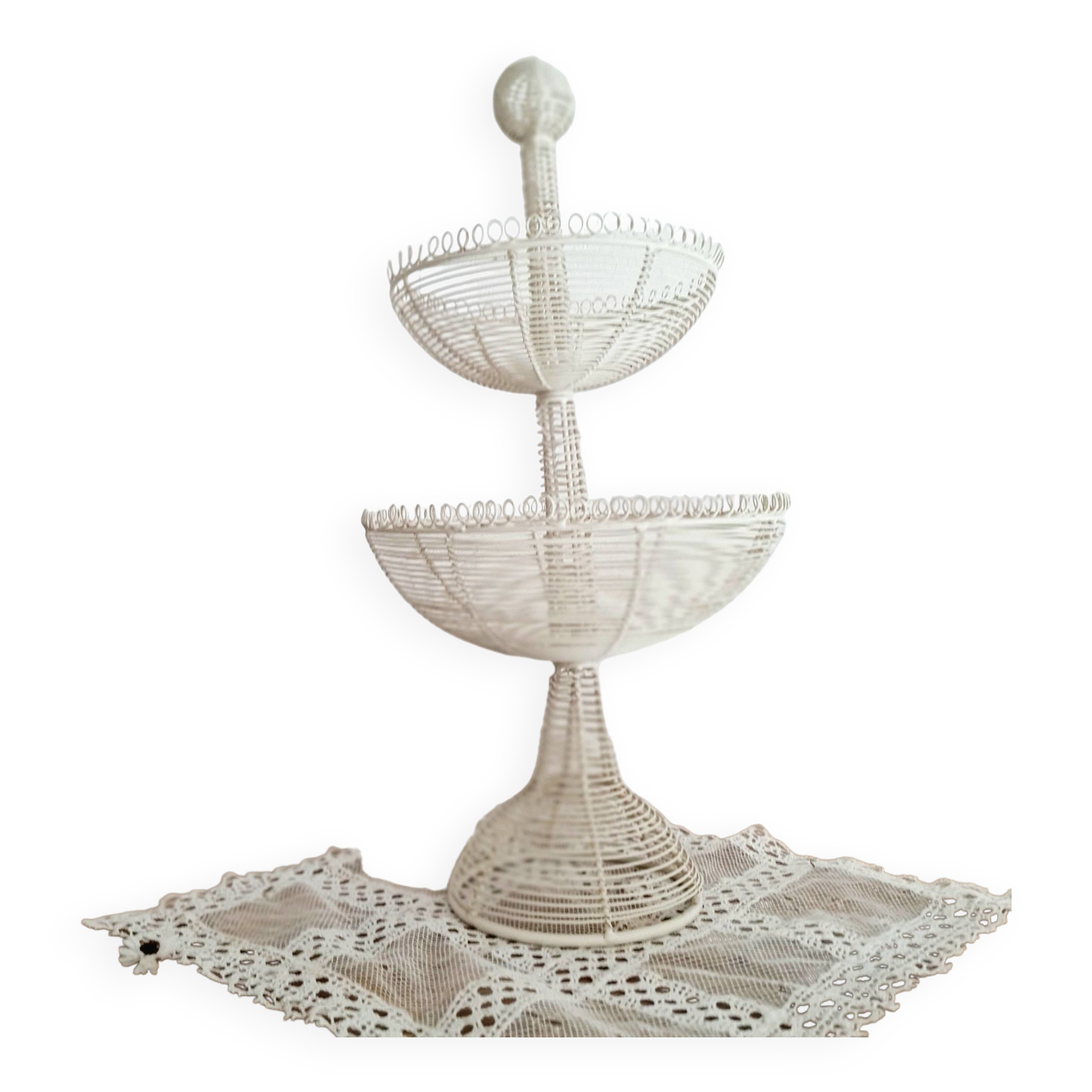 White metal fruit basket - old display