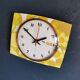 Horloge formica vintage pendule murale silencieuse rectangulaire "Odo fleurs"