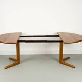Danish Round Teak Dining Table with Extensions, 1970s
