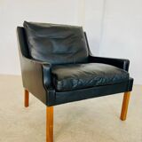 Vintage retro Danish mid-century G. Thams lounge chair in black leather