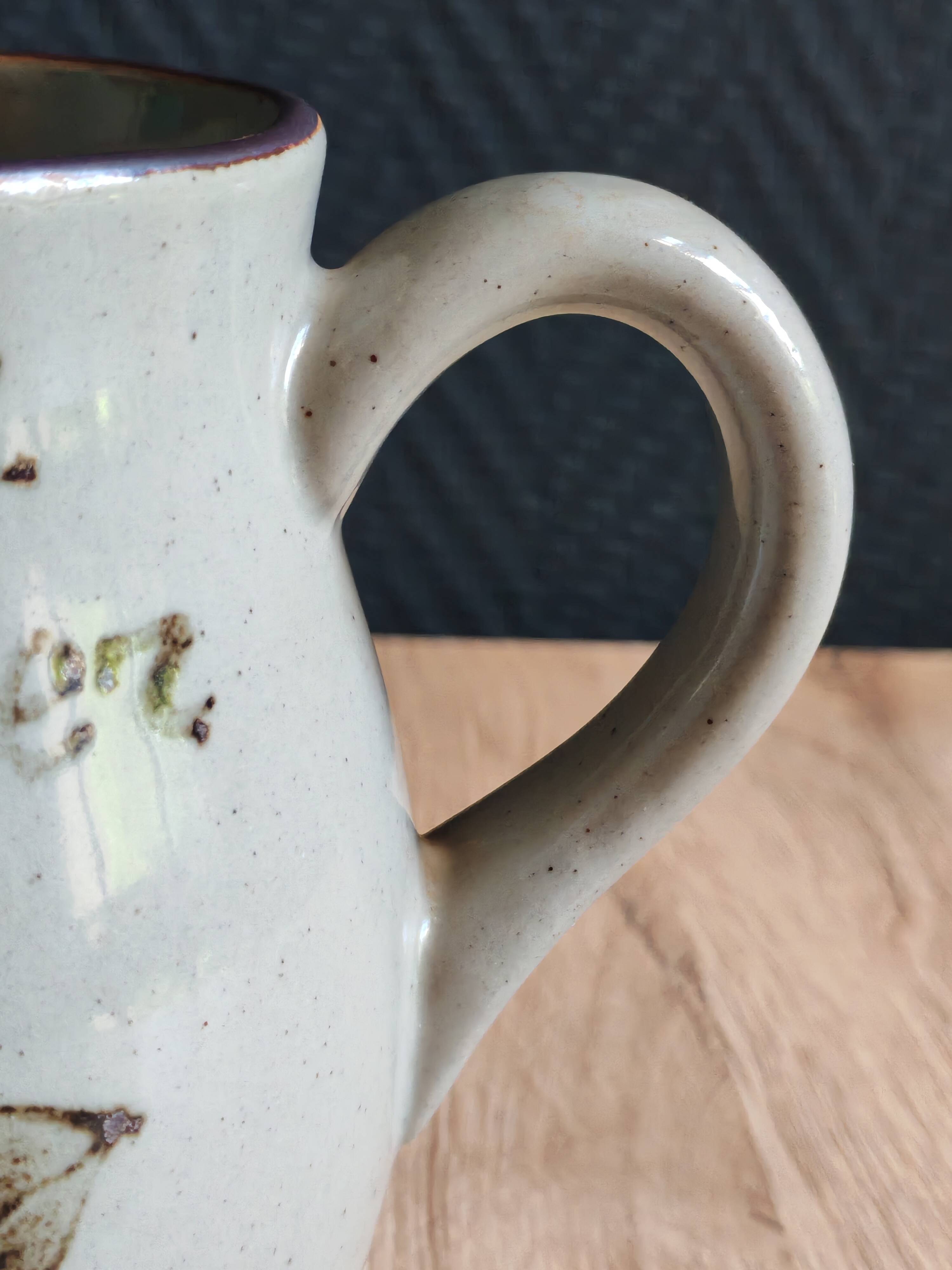 Vintage stoneware jug | Stoneware from Arnon, France | Floral decoration