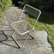 Folding chair in beige grid metal 1980