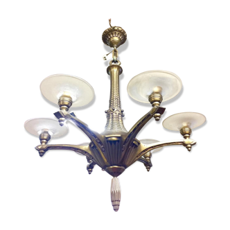 Chandelier in ormolu 1930's Deco