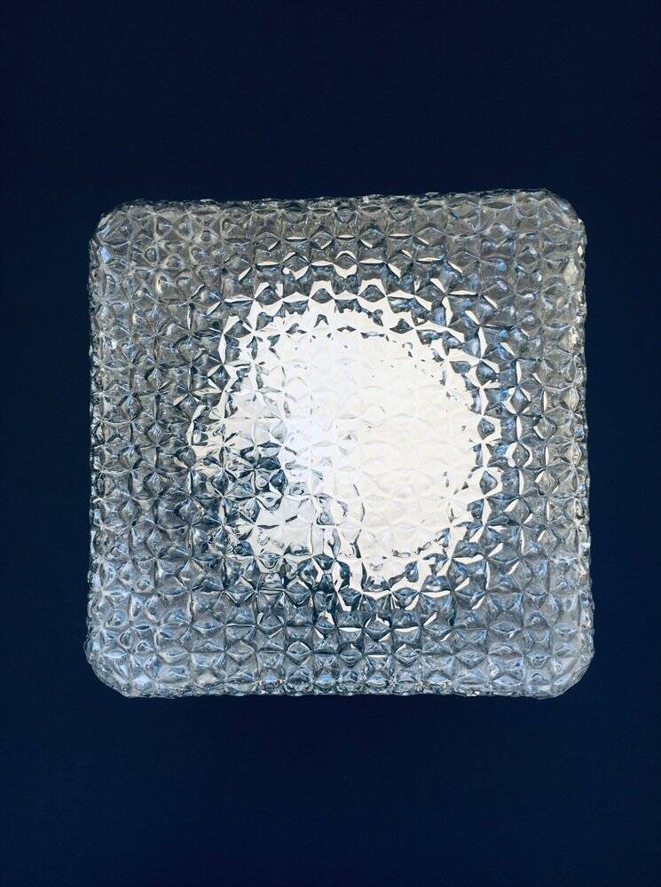 Square Wall Lamp in Glass by RZB Leuchten, 1960s