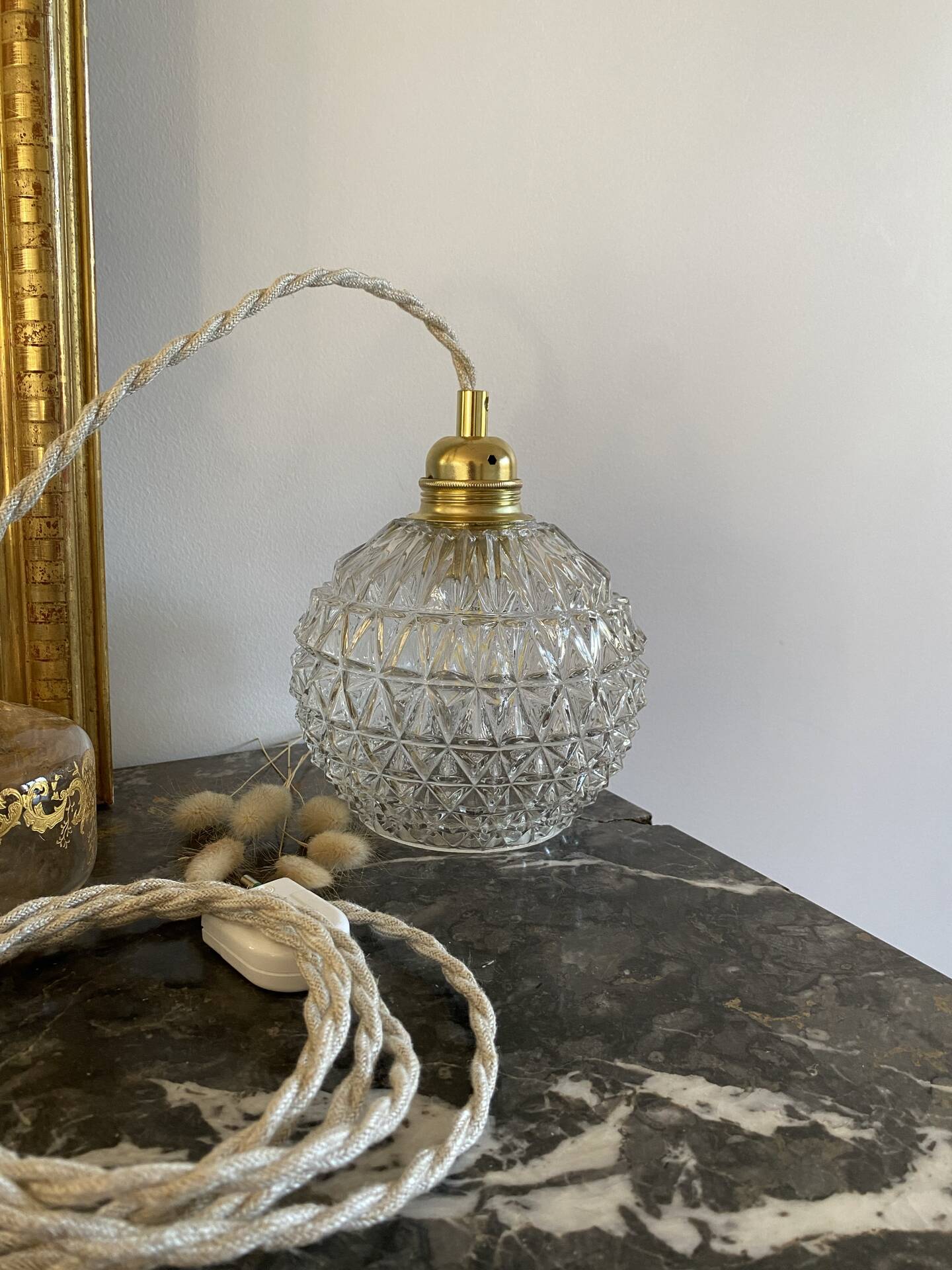 Vintage glass globe lamp