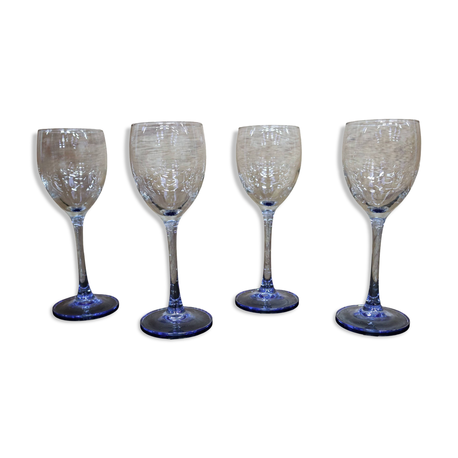 4 verres à vin blanc Luminarc à pied bleu Azur France
