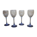 4 verres à vin blanc Luminarc à pied bleu Azur France