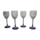 4 Luminarc white wine glasses with blue stem Azur France