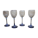 4 Luminarc white wine glasses with blue stem Azur France