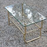 Coffee table from the 60s top glass base metal gilded