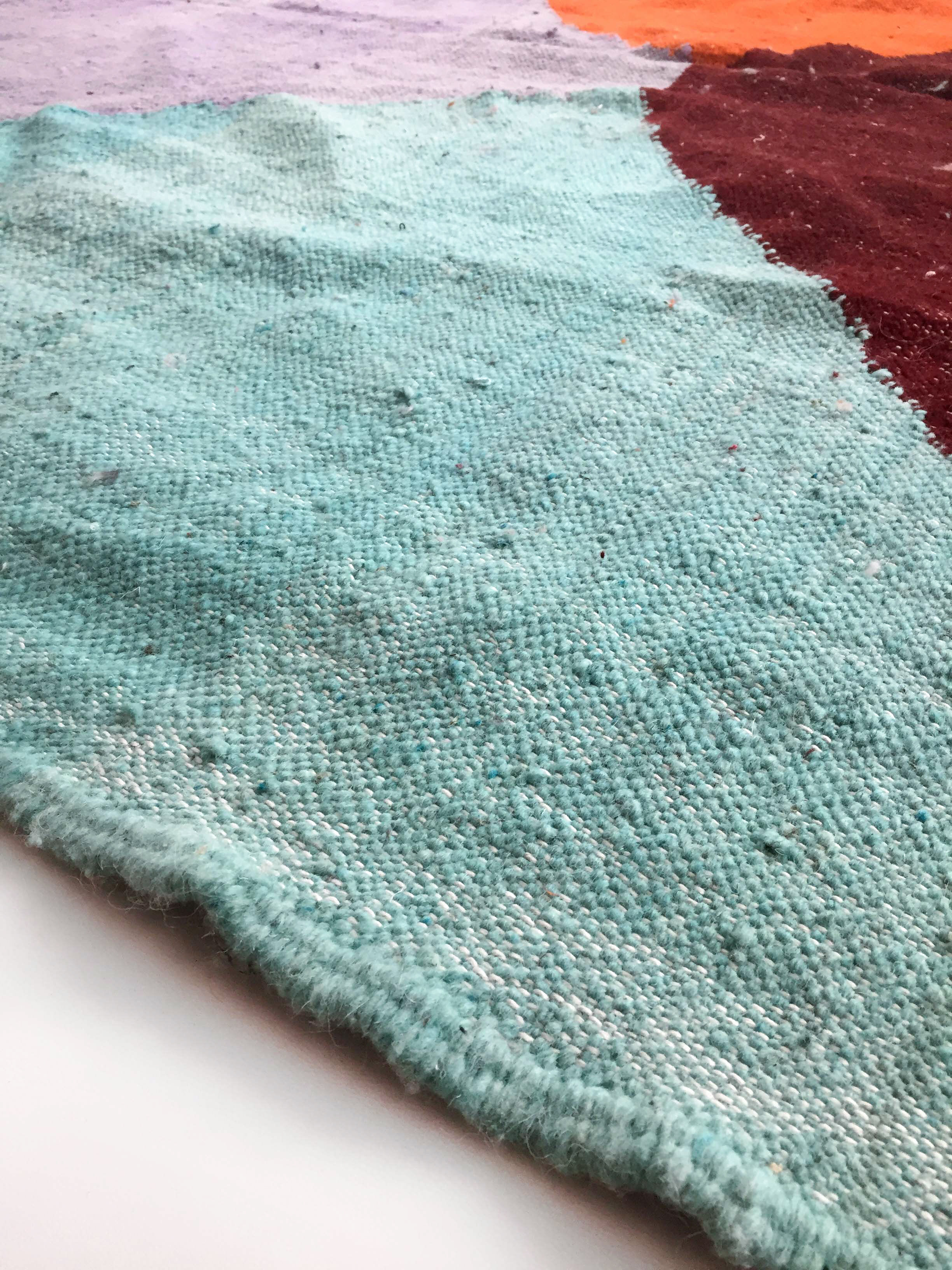 Ecru Berber Kilim rug with colored areas 305x190cm