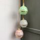 Suspension cascade three lights vintage globes in clichy glass pink white and green