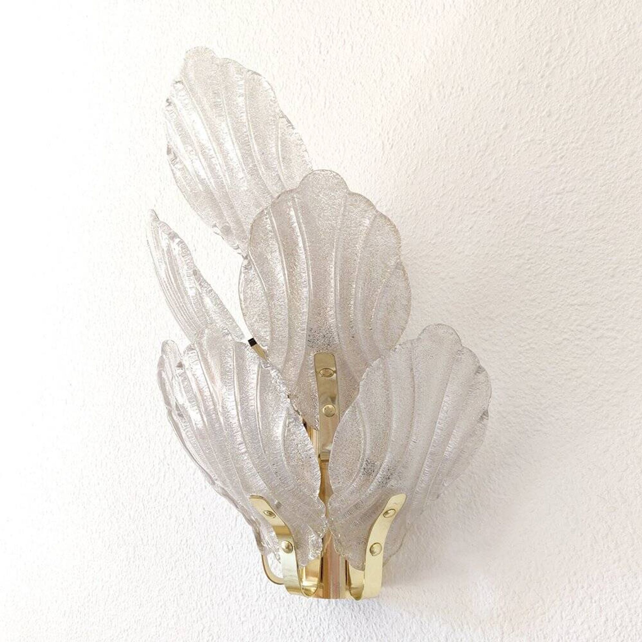 Applique en laiton et Murano, années 1960