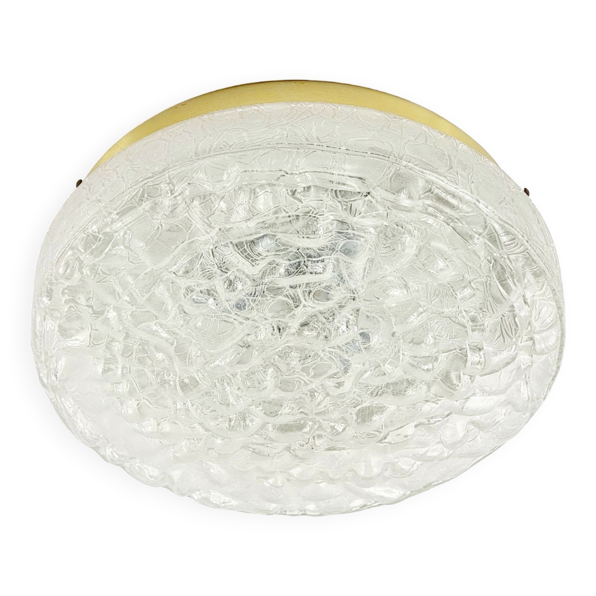 Large Murano Ice Glass Flush Mount/Ceiling Light from Doria Leuchten, Germany, 1960s