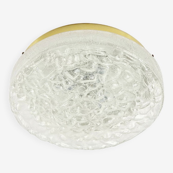 Large Murano Ice Glass Flush Mount/Ceiling Light from Doria Leuchten, Germany, 1960s