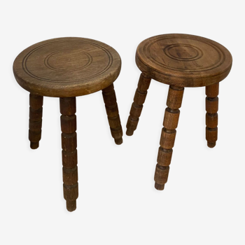 Set of two tripod stools