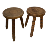 Lot de deux tabourets tripode