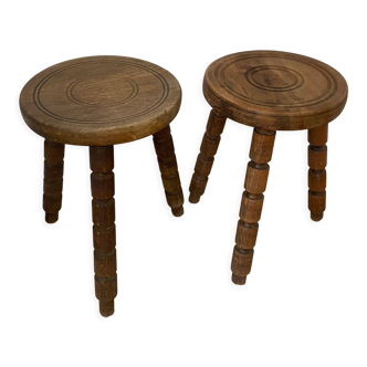 Set of two tripod stools