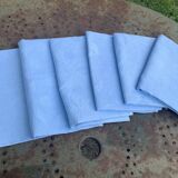 6 grandes serviettes en coton damassées teintées bleues, vintage