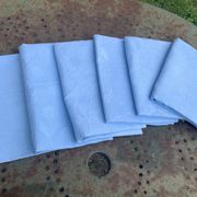 6 large vintage blue dyed damask cotton napkins