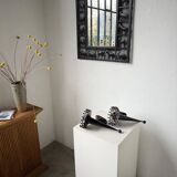 Black metal brutalist wall lights