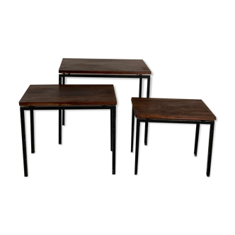 Set of 3 pull out tables By Cees Braakman, 1960