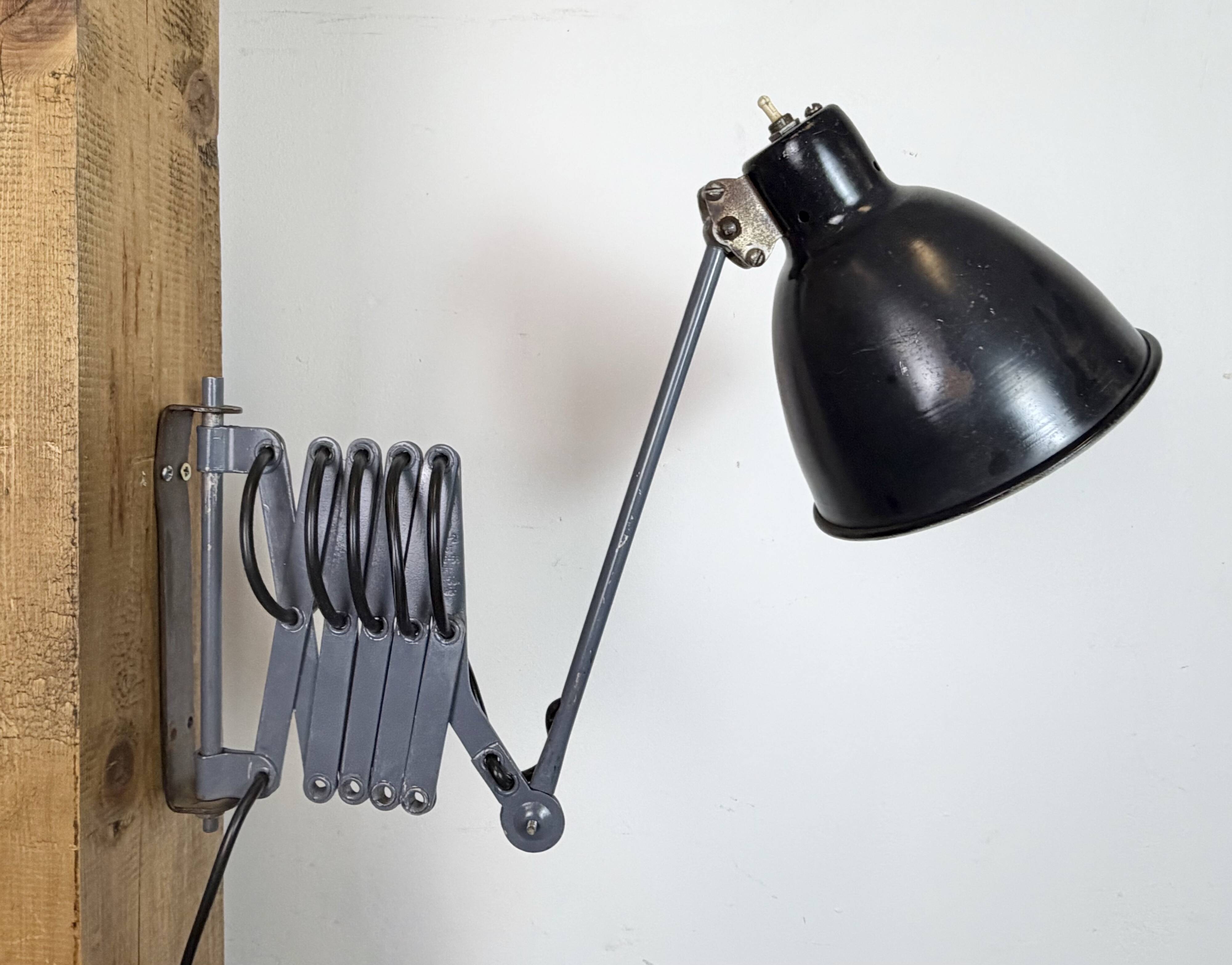Black Industrial Soviet Scissor Wall Lamp, 1960s