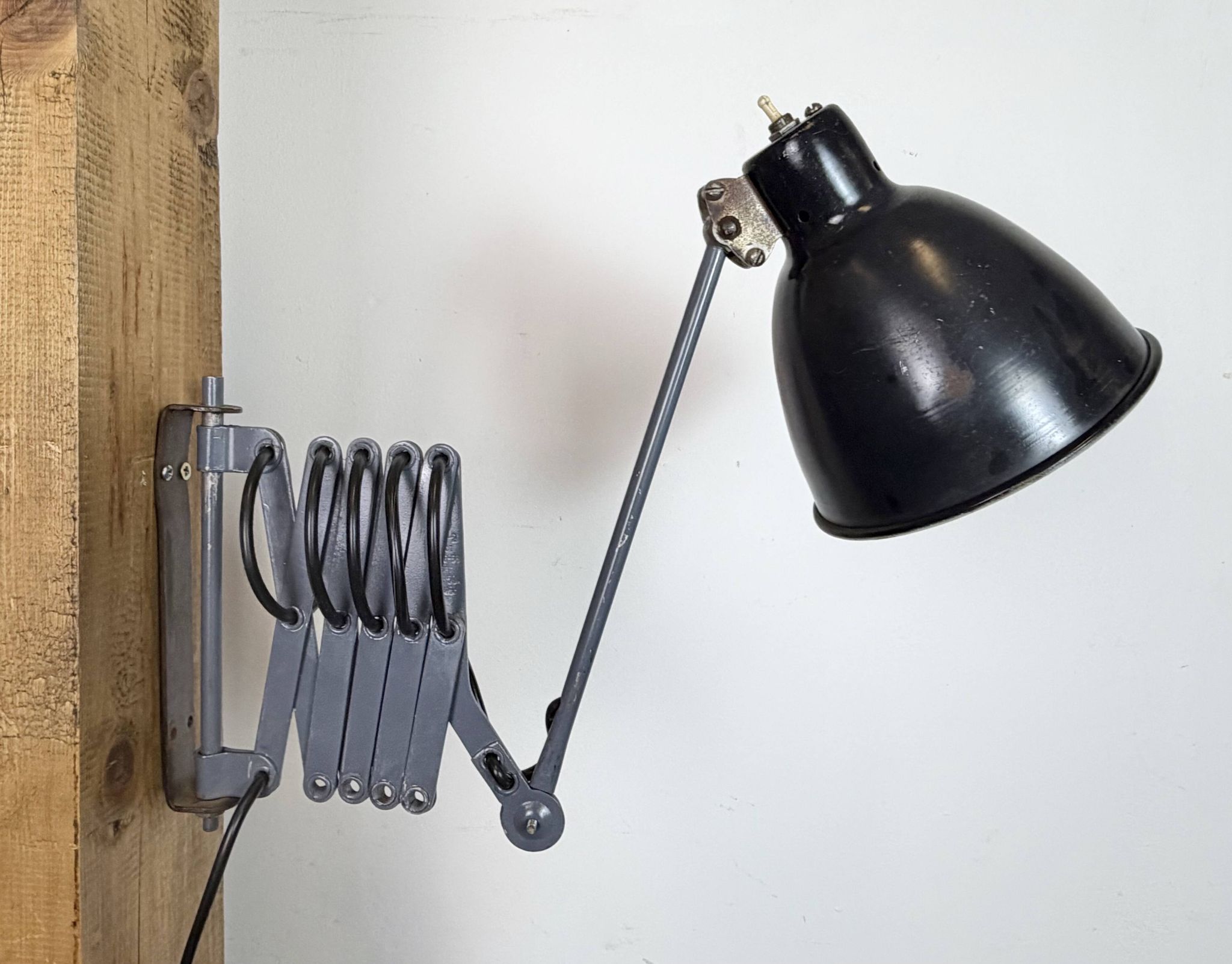 Black Industrial Soviet Scissor Wall Lamp, 1960s