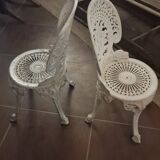 Pair of antique openwork aluminum garden chairs – Victorian style