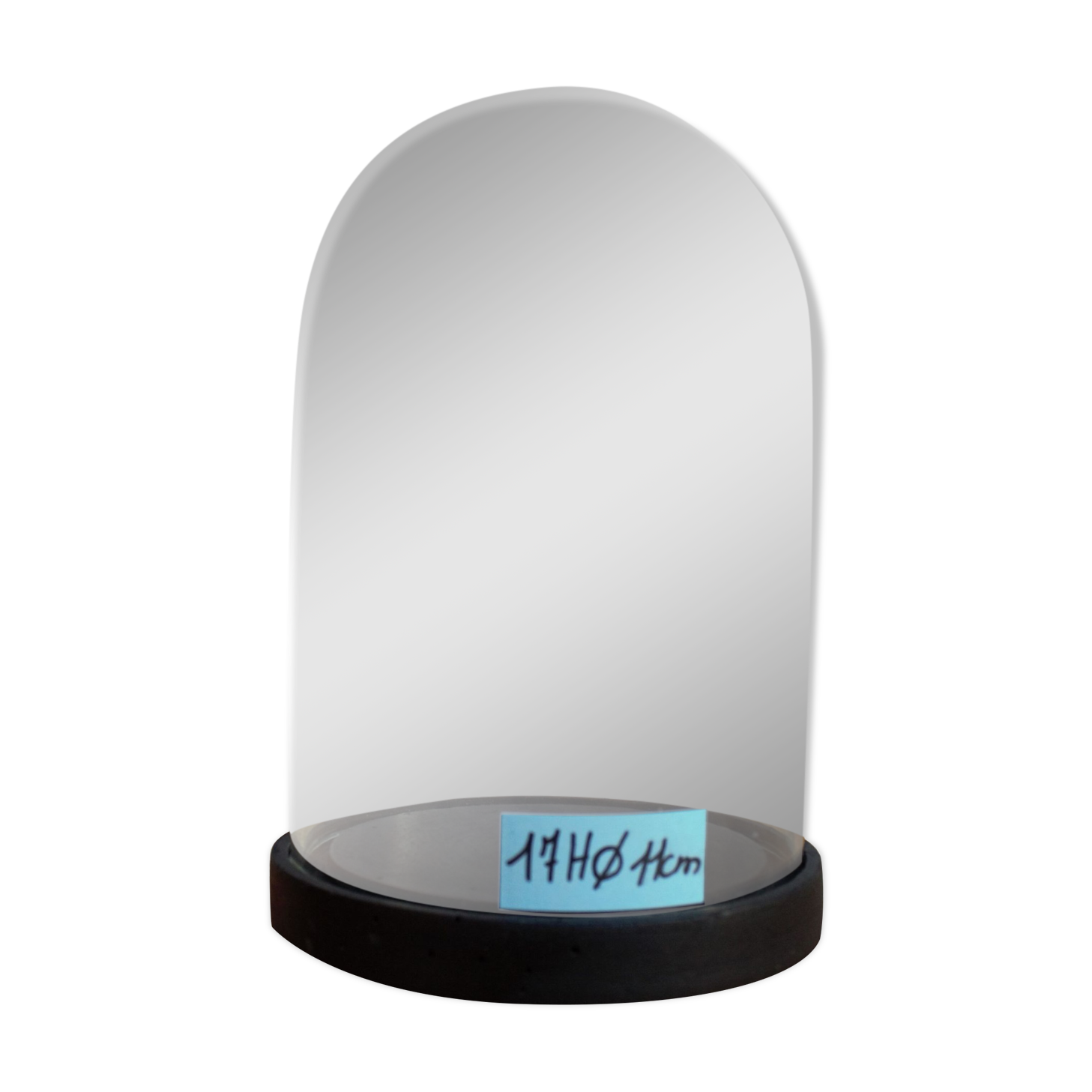 Old glass globe with black foot 17 cm high