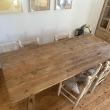 Dining table in natural wood, 220 x 100 x 77 cm, recycled pine.