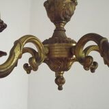 Lustre traditionnel français vintage en bronze à 5 lumières, datant du milieu du siècle dernier 5489