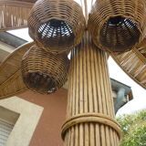 Rattan palm floor lamp by Mario Lopez Torres, 1970