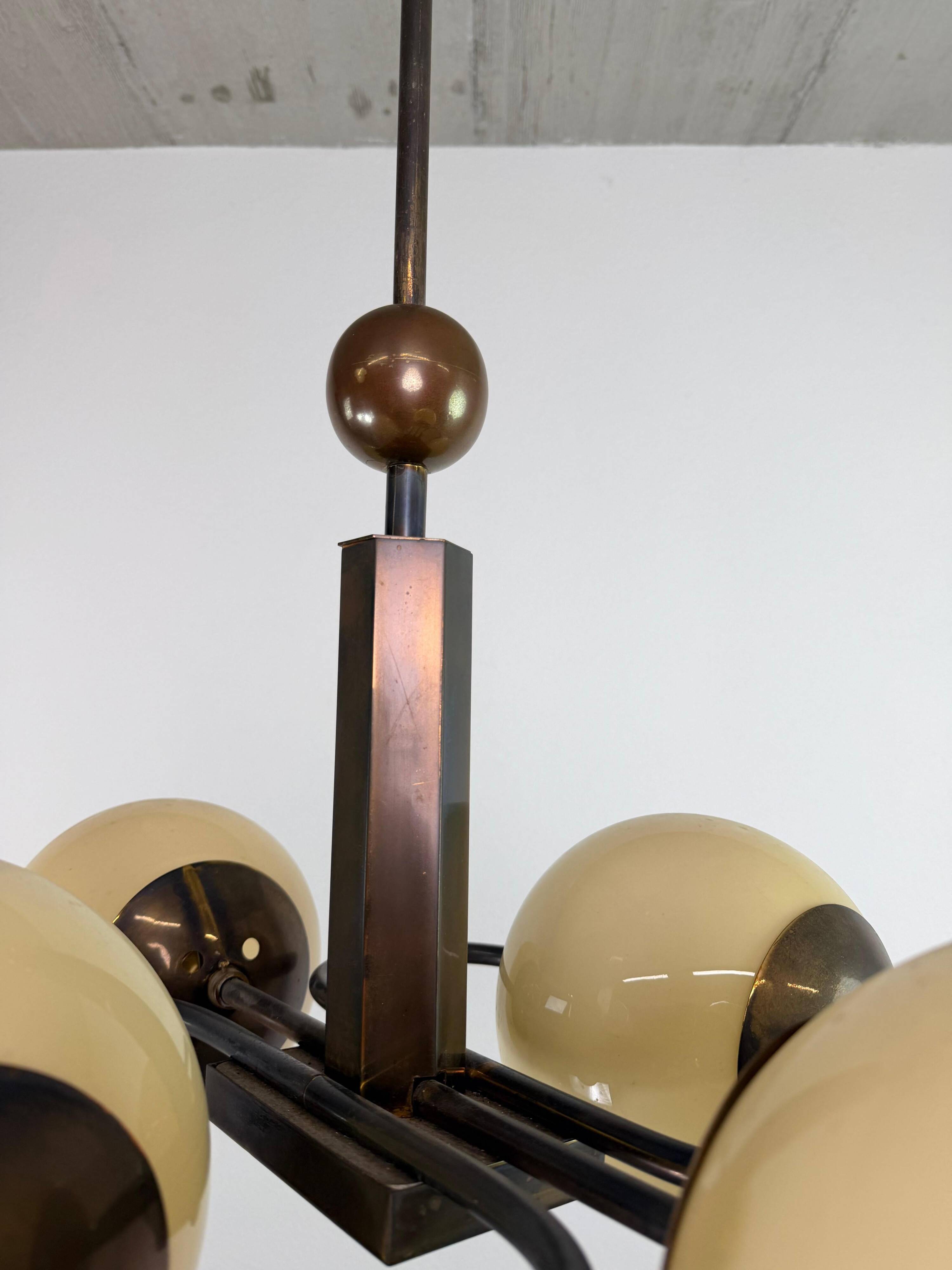 Czechoslovak rondocubist / Geometric Art Deco pendant lamp