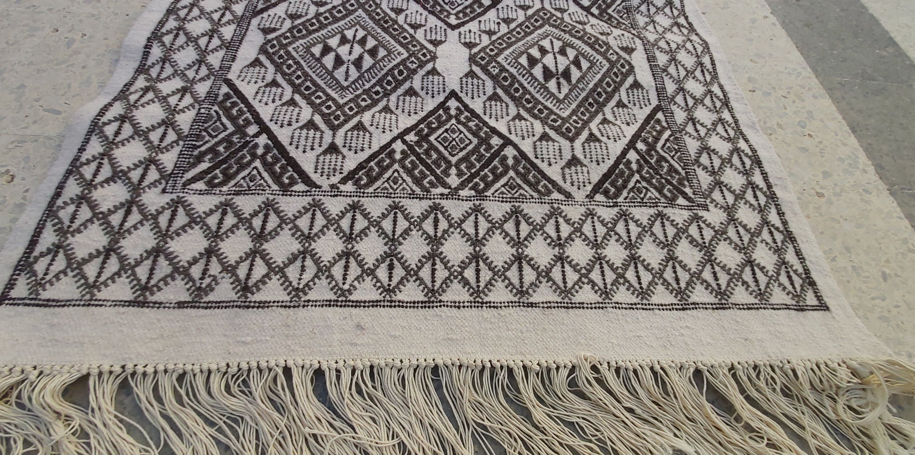 Carpet kilim white and grey corridor 308-95cm