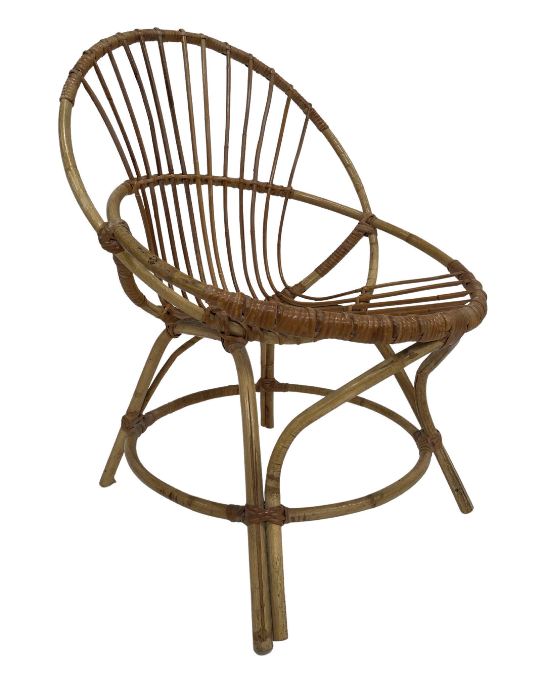 Vintage rattan chair by Dirk van Sliedregt Rohe Noordwolde 1960 in the Netherlands
