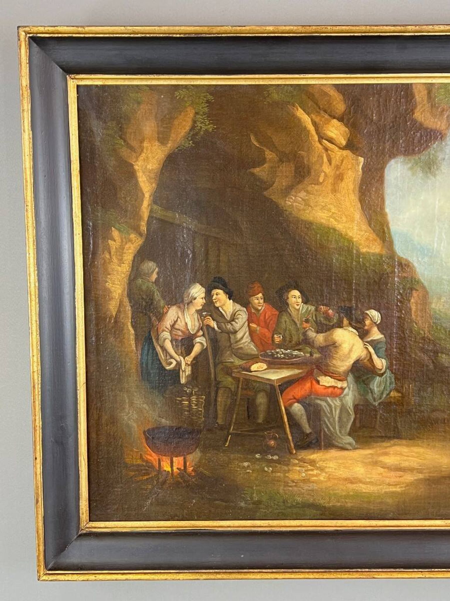 Oil on Canvas Painting Genre Scene Flemish School, 18th Century