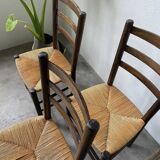 Set of 4 straw chairs from the 50s Dudouyt