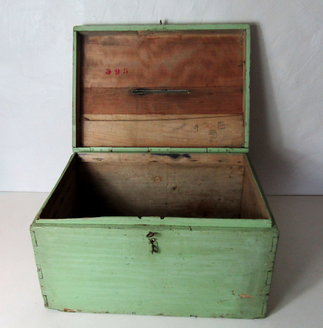 Wooden box voting urn green almond