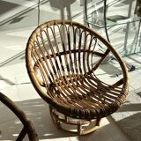 Pair of rattan shell armchairs, 1960s