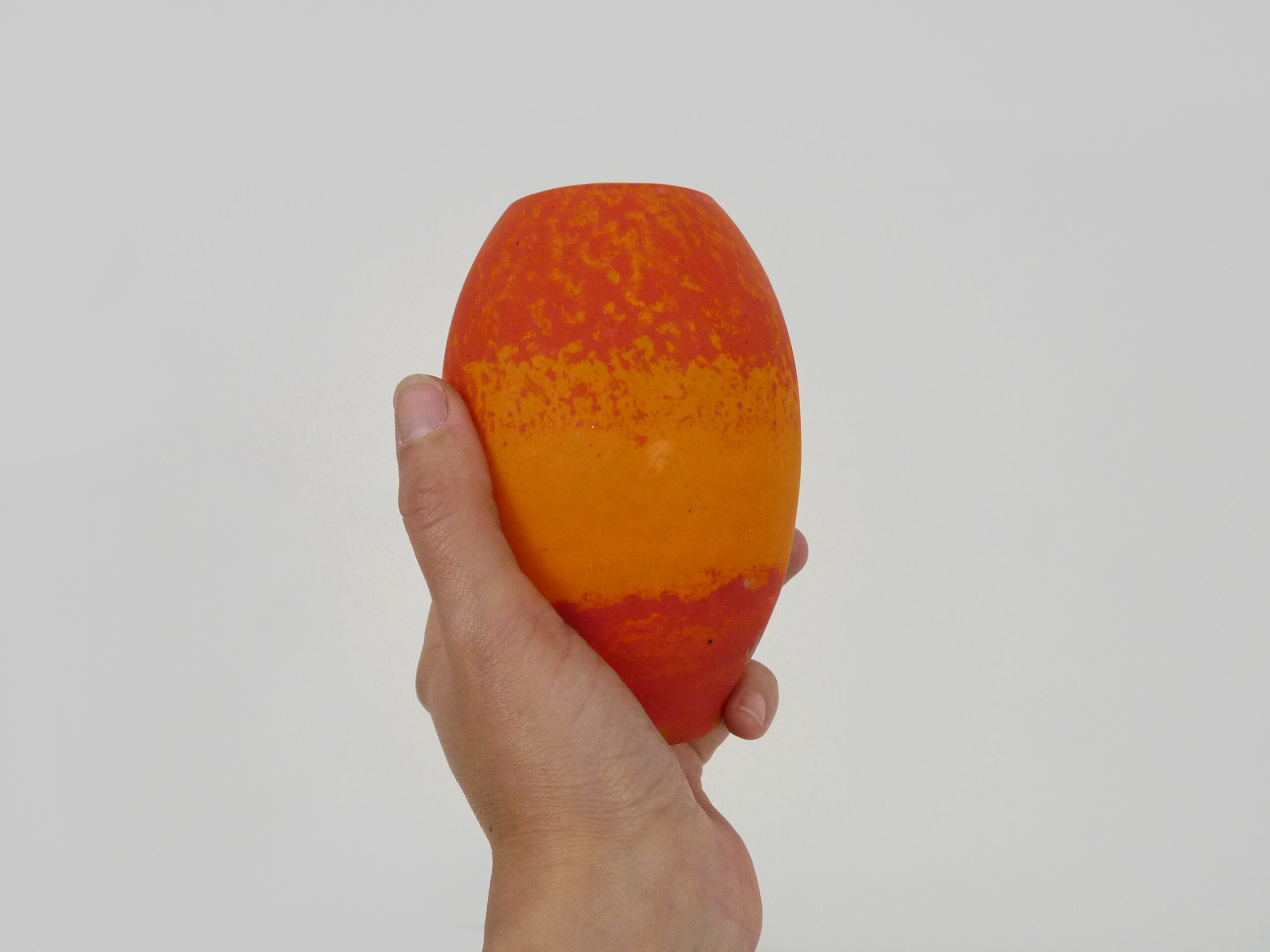 Ovoid Art Nouveau vase with annular neck VAL orange glass paste, Daum Nancy