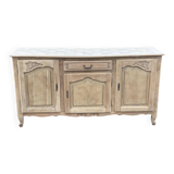 Louis XV sideboard renovated in raw oak and marquetry 3 doors 180cm