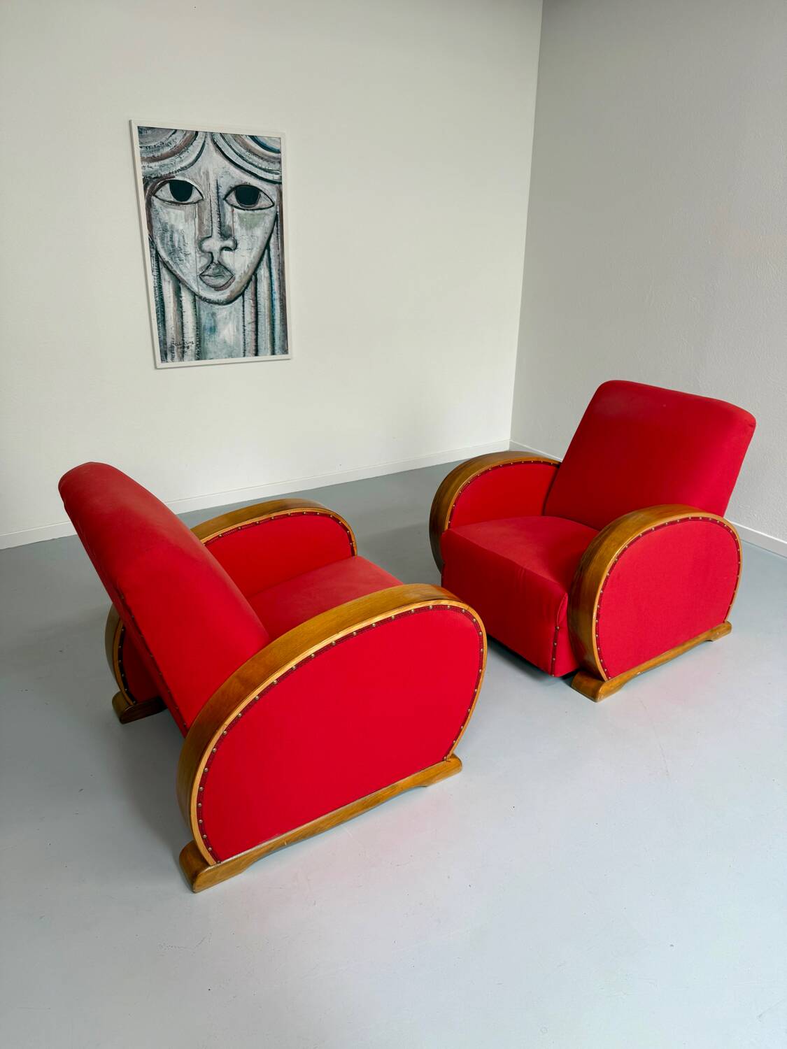 2 anciens fauteuils club art déco années 30 structure bois courbé